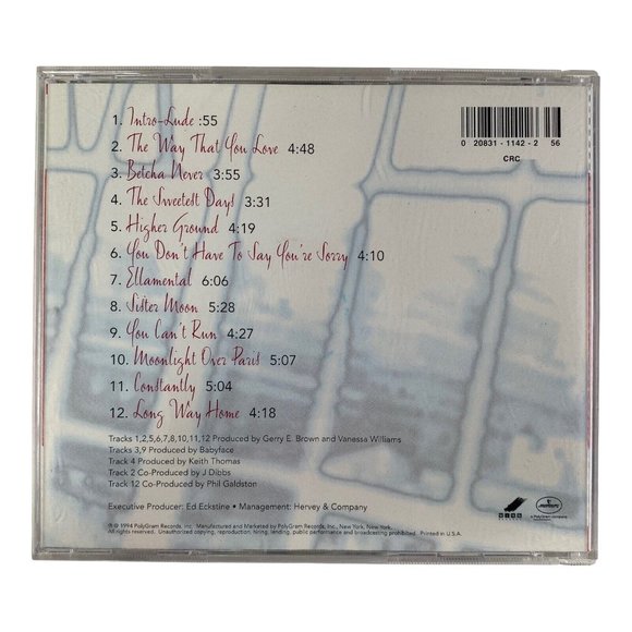 Vanessa Williams: The Sweetest Days (CD, 1994 Mercury) Adult Contemporary, Soul - Picture 2 of 4